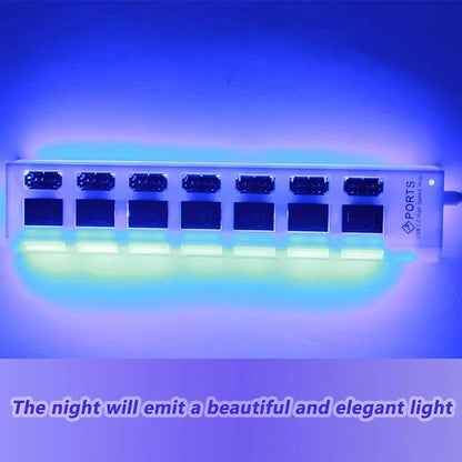 Switch Extension Hub 7-port USB2.0 Hub Computer USB Extension Hub One Drag Seven USB2.0 Splitter PC Laptop DesktopSwitch Extensi