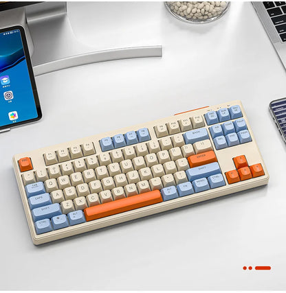 FREEWOLF M87 Wireless Keyboard and Mouse Set, 87keys Bluetooth Dual Mode Keyboard Mouse Kit with Rainbow-light RGB,PBT Ballcaps