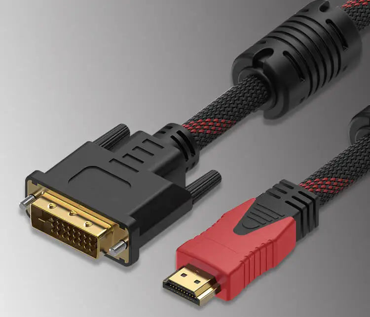 HDMI-compatible to DVI 24+1 Braided Cable With DVI 24+5 1080P HD Video Connection Computer Monitor TV Projector Converter
