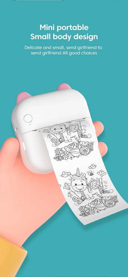 Portable Mini Thermal Photo Printer Cordless Label Printer Rechargeable Design Compact for Text Photos and Symbols for Printing