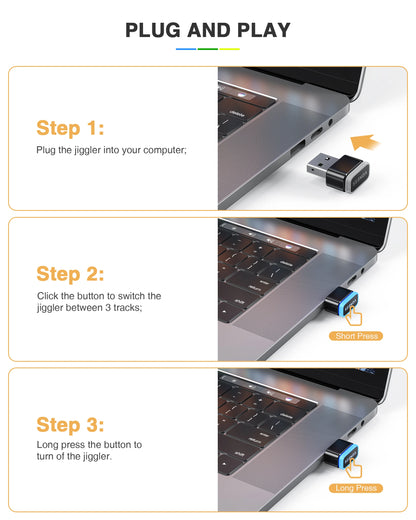 Seenda DK16 Mouse Jiggler Undetectable Mouse Mover Shaker Simulate Mice Driver-Free Keeps Computer PC Laptop Awake