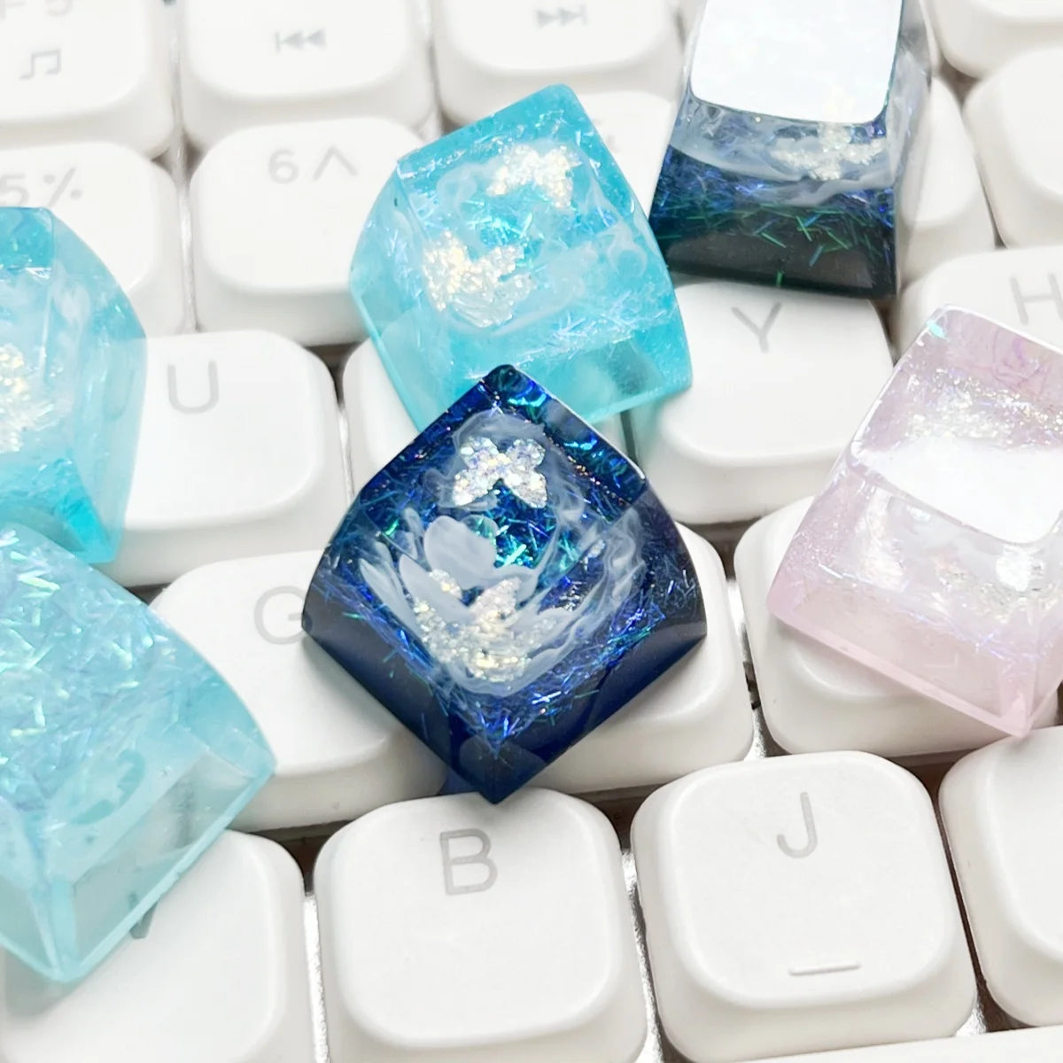 NEW Butterfly Custom Keycaps Resin Drip Glue Cherry Transparent Cross Shaft for ESC Game Mechanical Keyboard Keycap