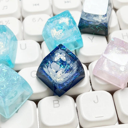 NEW Butterfly Custom Keycaps Resin Drip Glue Cherry Transparent Cross Shaft for ESC Game Mechanical Keyboard Keycap