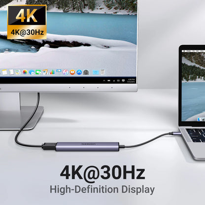 UGREEN 5-in-1 USB C HUB 4K HDMI USB3.0 HUB PD100W Multiport Adapter for Laptop MacBook Pro/Air iPad Pro iPhone15/16 Samsung Dell