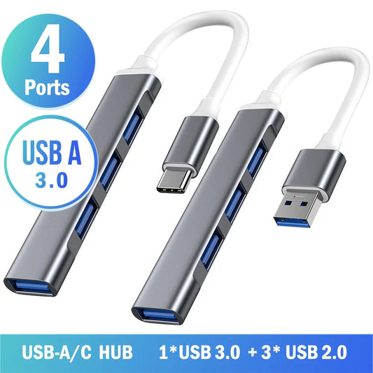 USB 3.0 Hub USB Hub Dock Type C 3.1 4 Port Multi Splitter Adapter OTG For PC Laptop Tablet USB 3.0 2.0 Ports HUB Accessories