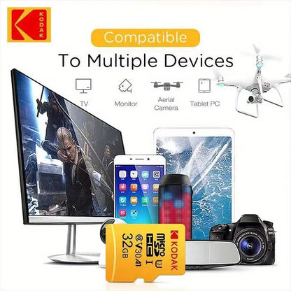 Kodak Micro SD Card Mini SD Class 10 32GB-256GB capacity, suitable for smartphones, dash recorders, drones, gimbals