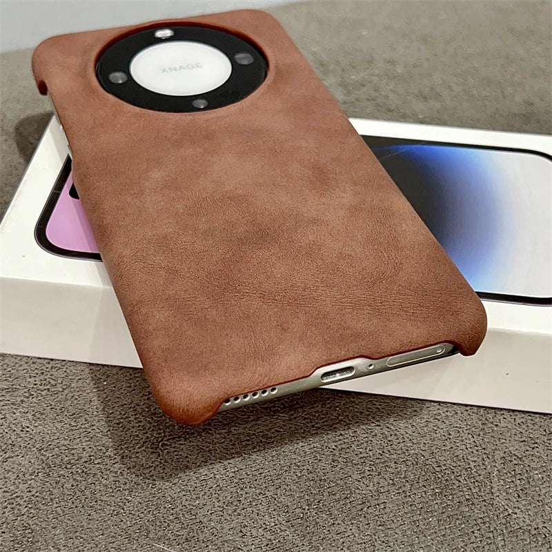 Luxury Matte Leather Frameless Phone Case For Huawei Pura 70 Ultra Pro Plus Mate 60 Magnetic For Magsafe Wireless Charge Cover