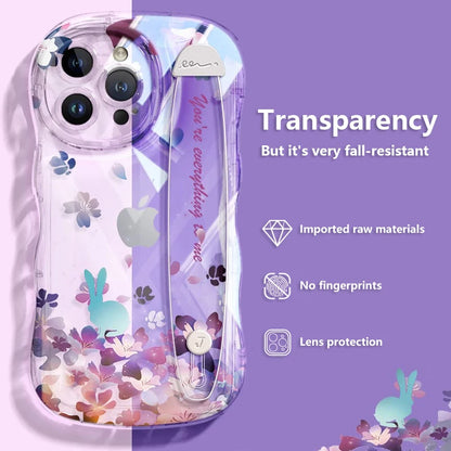 Deluxe Transparency Wrist Band Bracket Applicable Iphone 11 12 13 14 15 Pro Max Soft Silicone Cell Phone Case Anti-fall Lovers