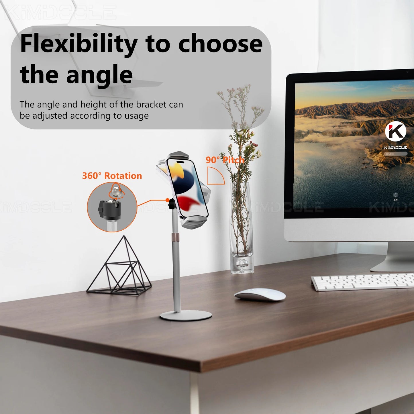Kimdoole VESA Monitor Desk Mount Single Monitor Stands Freestanding Fits 13'' to 18'' Computer Screen with Height Adjustable