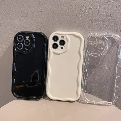 3D Wave Cute Casual Shockproof Phone Case For iPhone 17 16 Pro Max 15 14 13 12 11 XS X XR 7 8 Plus Camera Lens Protection Cover