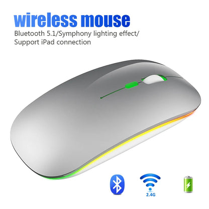 Tablet Phone Computer Bluetooth Wireless Mouse Charging Luminous 2.4G USB Wireless Mouse Portable Mouse