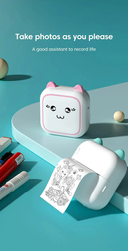 Portable Mini Thermal Photo Printer Cordless Label Printer Rechargeable Design Compact for Text Photos and Symbols for Printing