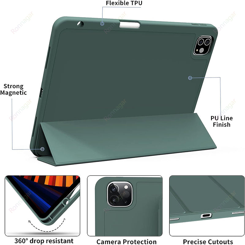 For iPad Air 5 Case ipad Air 4 iPad iPad 10th Generation Case iPad Pro 11 M1 M2 Silicone Stand Support 2nd Gen Pencil Charging