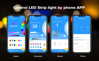 WS2812B LED Lights Kit Bluetooth App Music WS2812 Strip Light Dream Color Addressable for Room Kitchen TV Backlight 1m-20m DC5V