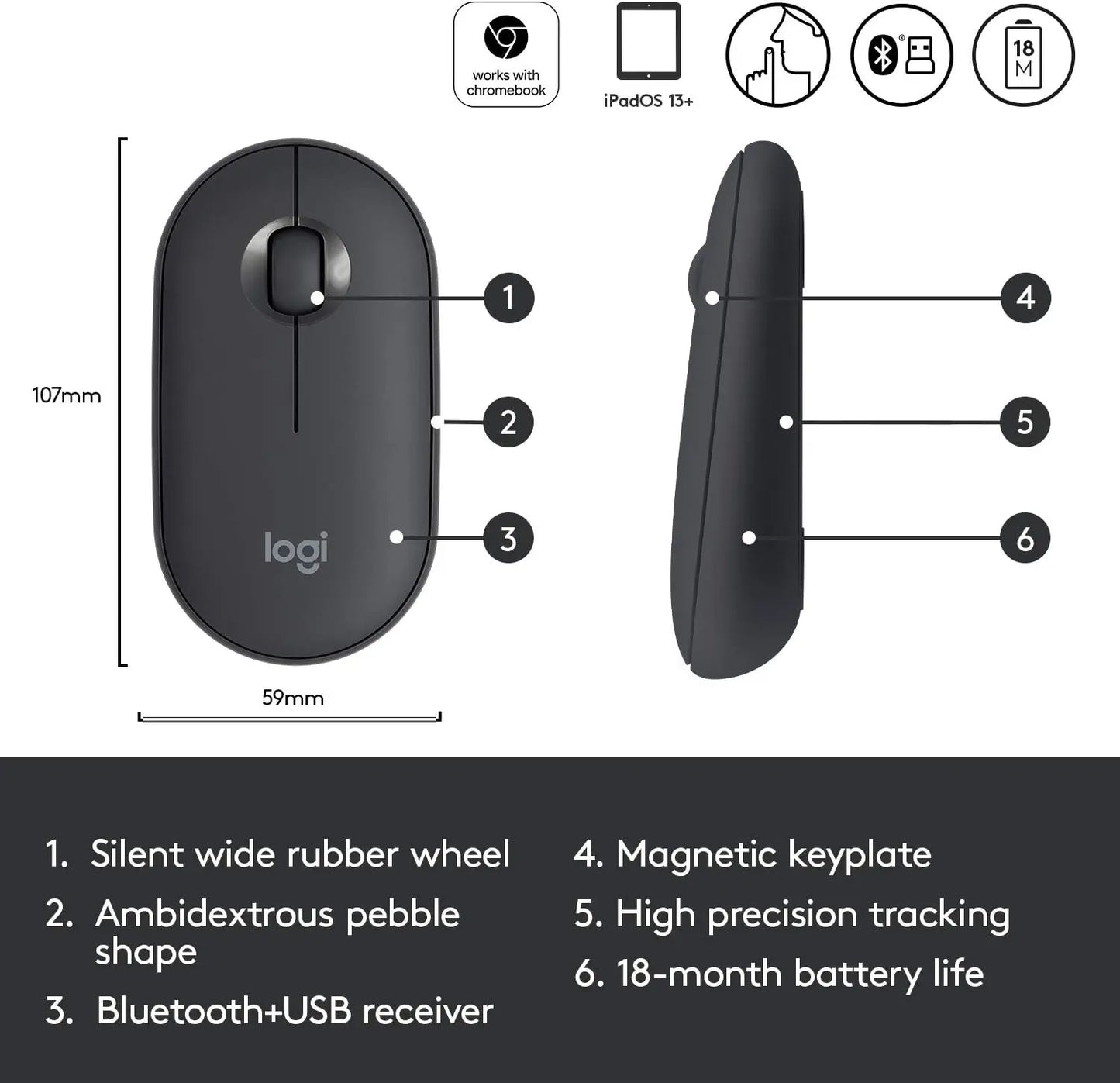 Logitech M350 Wireless Mouse with Bluetooth or 2.4GHz Receiver Silent Slim Computer Mouse No Driver Version Cannot link to G HUB