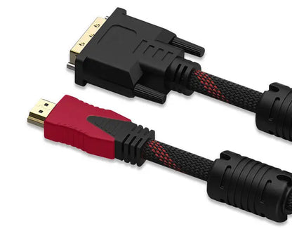 HDMI-compatible to DVI 24+1 Braided Cable With DVI 24+5 1080P HD Video Connection Computer Monitor TV Projector Converter