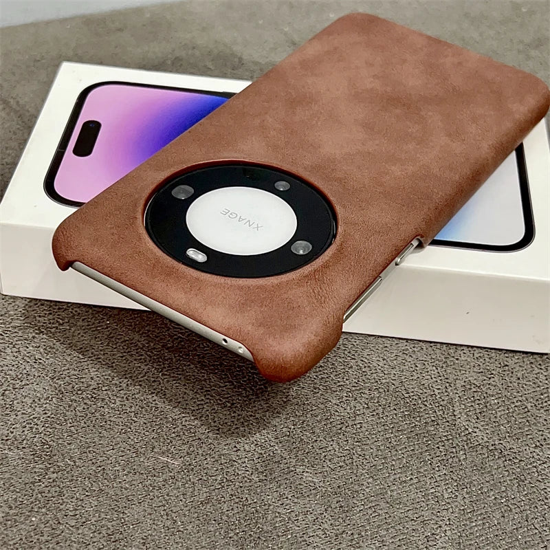 Luxury Matte Leather Frameless Phone Case For Huawei Pura 70 Ultra Pro Plus Mate 60 Magnetic For Magsafe Wireless Charge Cover