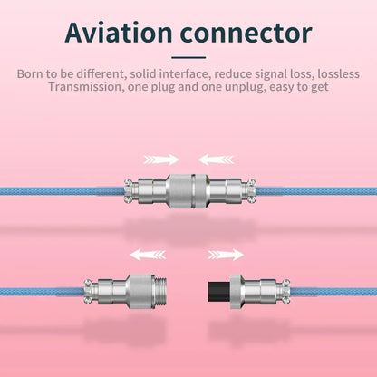Keyboard Cable USB C For Mechanical Gaming Keyboard Double-Sleeved Wire with Detachable Metal Aviator Connector Charging Coiled