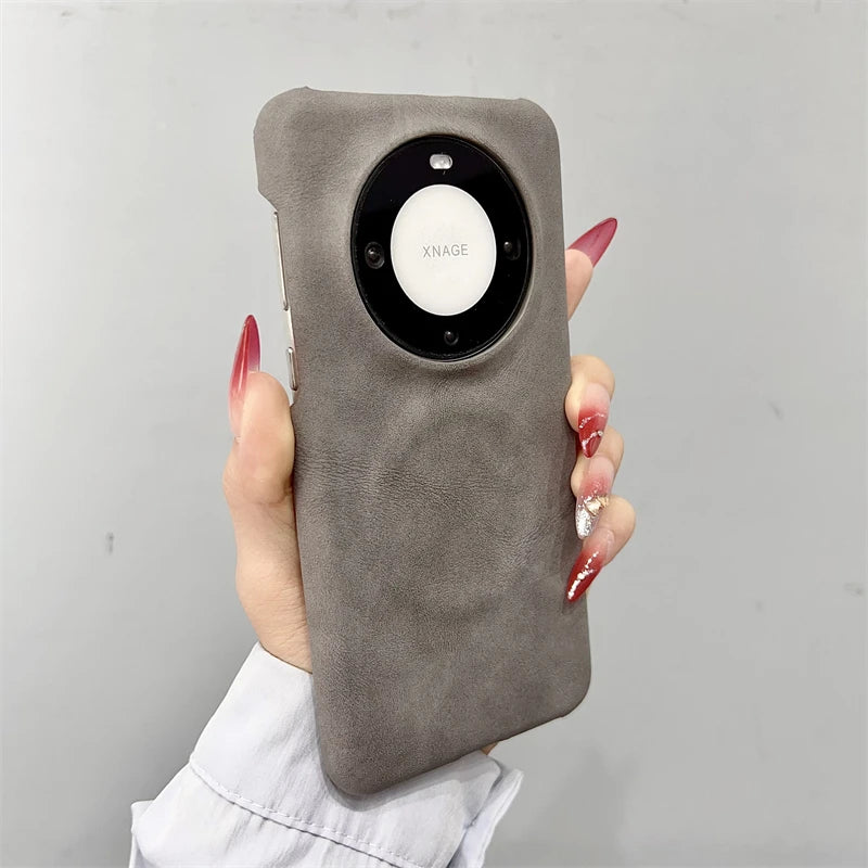 Luxury Matte Leather Frameless Phone Case For Huawei Pura 70 Ultra Pro Plus Mate 60 Magnetic For Magsafe Wireless Charge Cover