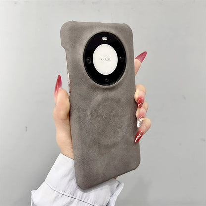 Luxury Matte Leather Frameless Phone Case For Huawei Pura 70 Ultra Pro Plus Mate 60 Magnetic For Magsafe Wireless Charge Cover