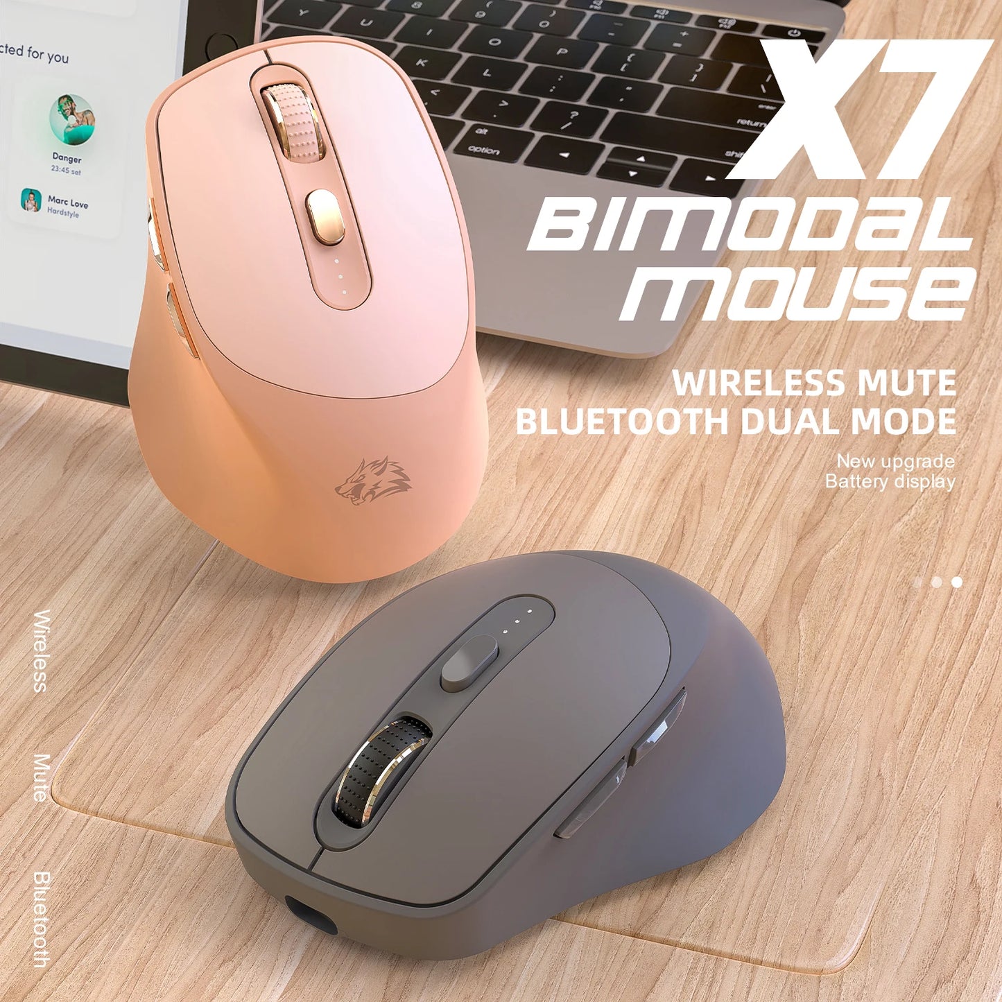 FREEWOLF M87 Wireless Keyboard and Mouse Set, 87keys Bluetooth Dual Mode Keyboard Mouse Kit with Rainbow-light RGB,PBT Ballcaps