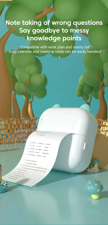 Portable Mini Thermal Photo Printer Cordless Label Printer Rechargeable Design Compact for Text Photos and Symbols for Printing