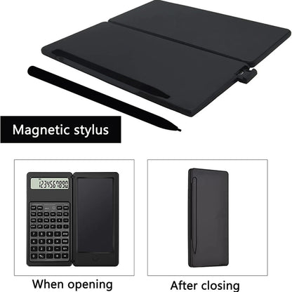 2-In-1 Foldable Scientific Calculator & 6 inch Writing Tablet 10 Digit LCD Display For College Office Student Teacher Accountant