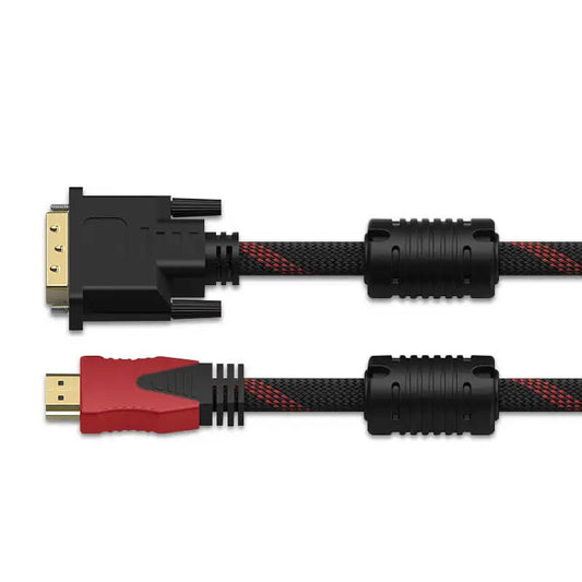 HDMI-compatible to DVI 24+1 Braided Cable With DVI 24+5 1080P HD Video Connection Computer Monitor TV Projector Converter
