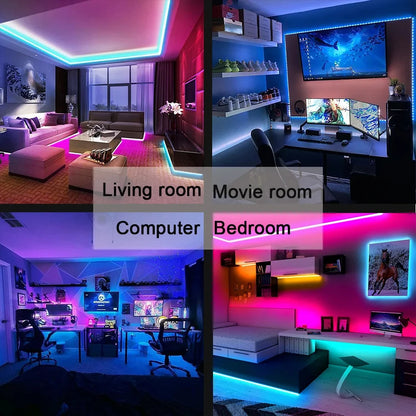 Bluetooth LED Strip Lights Smart SMD 5050 APP Remote Control Flexible Ribbon Diode Lamp Tape TV Backlights Game Room Home Decor