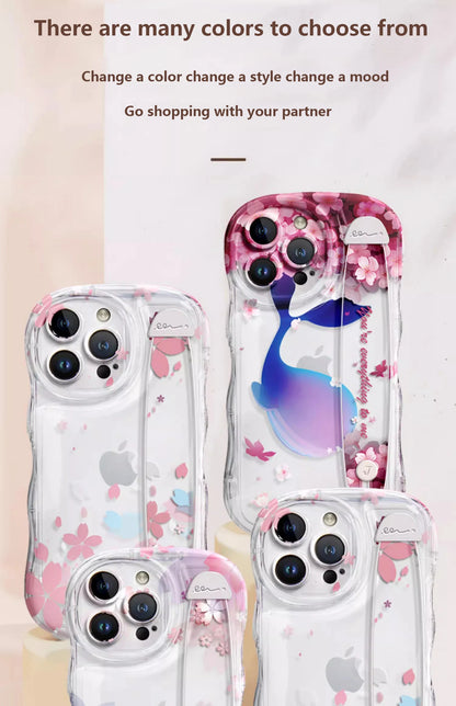 Deluxe Transparency Wrist Band Bracket Applicable Iphone 11 12 13 14 15 Pro Max Soft Silicone Cell Phone Case Anti-fall Lovers