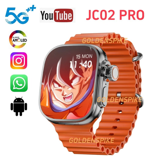 JC02 Pro Smart Watch 2.2 inch Amoled 4G/5G WIFI GPS Curved Screen 480*520 Display App Download Android 10 Sim Card Smartwatch