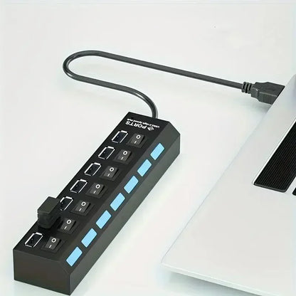 USB 3.0 Hub 4 Port 7 Port High Speed Data Transfer Expander with Led Switch Lamp Power Adapter For PC Laptop Flash Drive U Disk