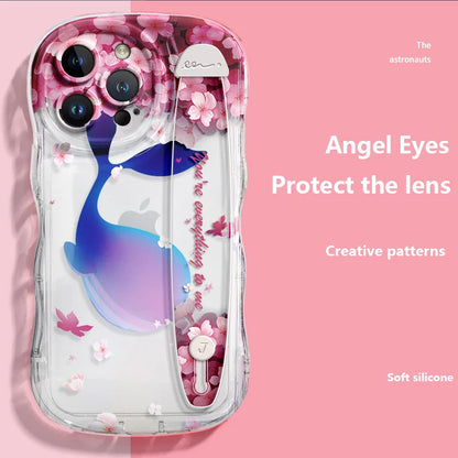 Deluxe Transparency Wrist Band Bracket Applicable Iphone 11 12 13 14 15 Pro Max Soft Silicone Cell Phone Case Anti-fall Lovers