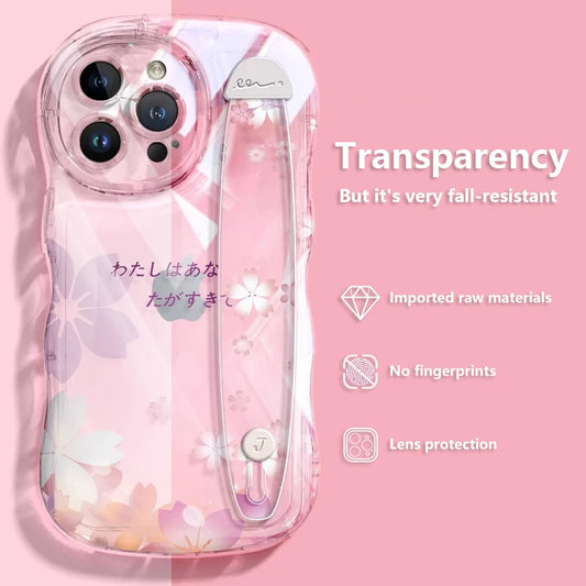 Deluxe Transparency Wrist Band Bracket Applicable Iphone 11 12 13 14 15 Pro Max Soft Silicone Cell Phone Case Anti-fall Lovers