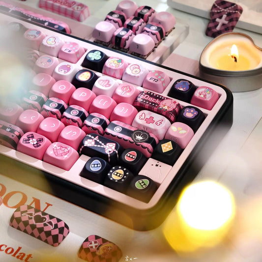 Cute Keycaps Anime MOA Keycaps 142 Keys Gift for Girl Cute Square Thermal Sublimation Mechanical Keyboard 2.25 U 2.75U for Alice