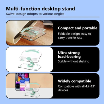Transparent Rotating Stand Acrylic Plate Desktop Mobile Phone Tablet Universal Live Folding Adjustment Computer Support Stand