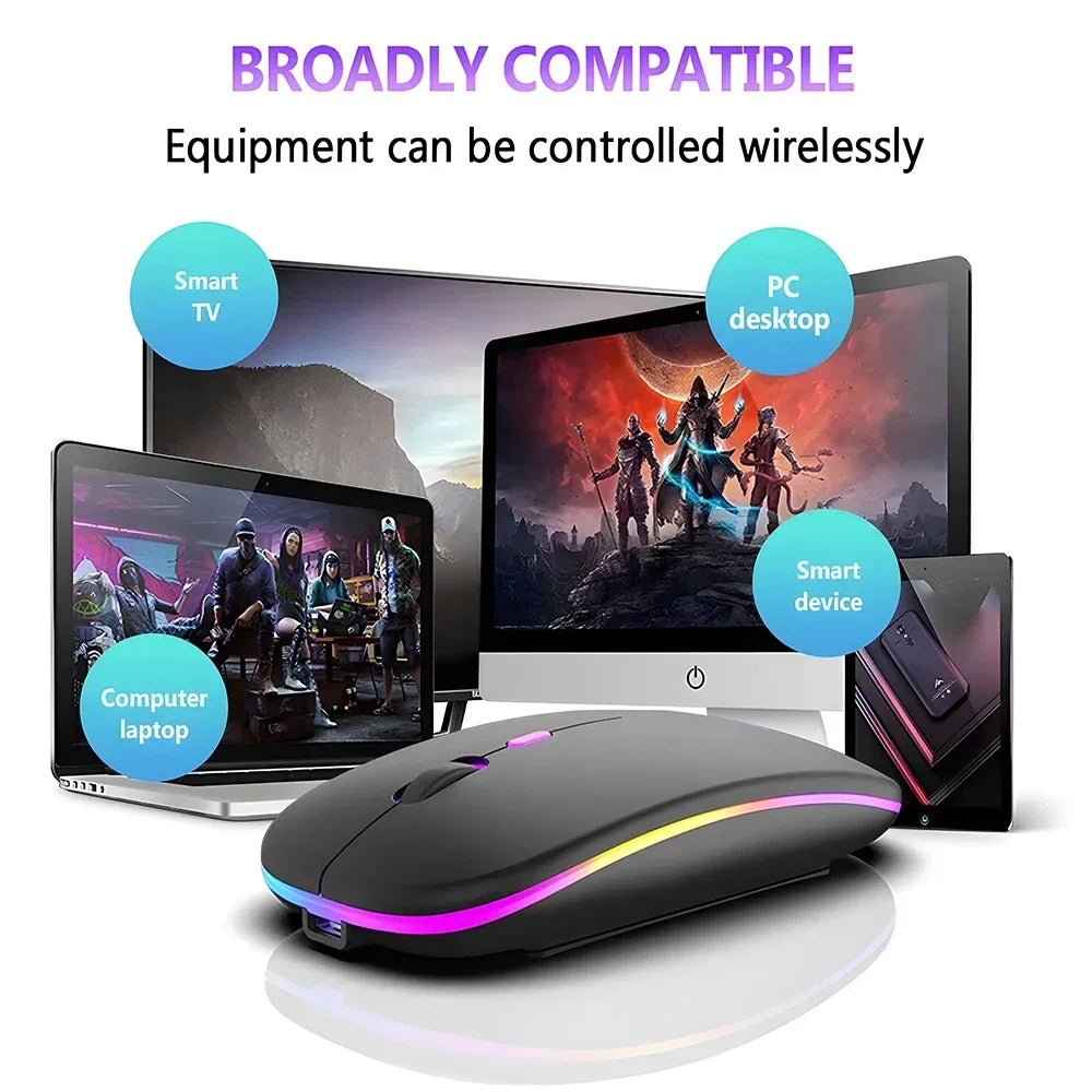 Wireless Mouse Rechargeable Dual Modes Bluetooth-combatible 2.4G USB Computer Mice For Laptop iPad Tablet Notebook Gaming Mouse