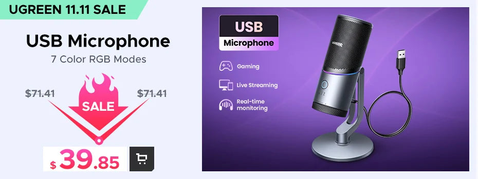 UGREEN Wired Earphone With Microphone In Ear 3.5mm Noise Cancelling USB Type C Lightning Earphones For iPhone 15 Pro Max Xiaomi