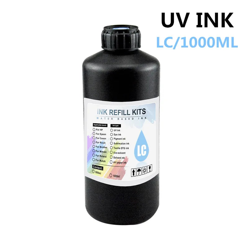 UV Hard Ink 1000ML UV Ink For Epson XP600 TX800 XP-600 L800 L805 L1800 R290 R300 1390 1400 1410 1430 DX5 DX7 DX10 UV Printer