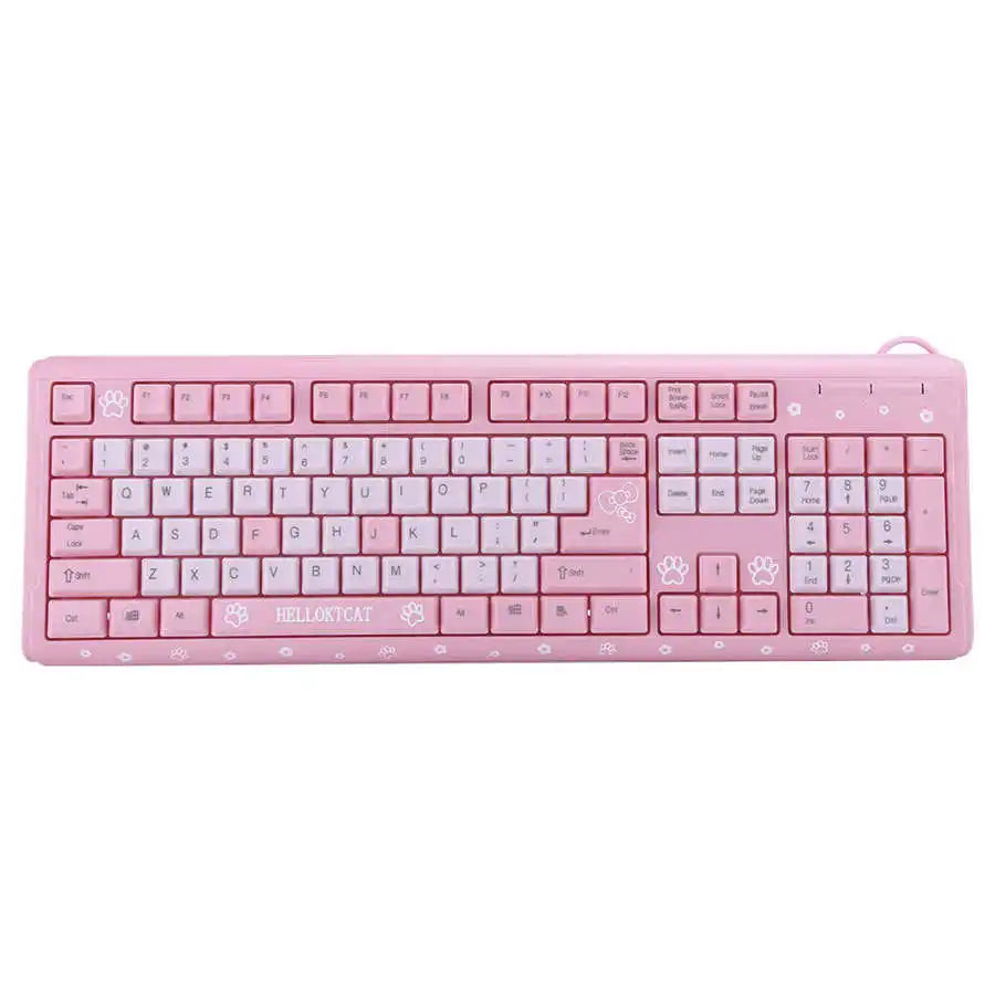 104 Keys USB Keyboard  Wired Ultra-Thin Cute Cartoon Keyboard For Home Office Laptop Computer