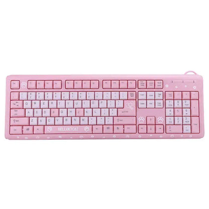 104 Keys USB Keyboard  Wired Ultra-Thin Cute Cartoon Keyboard For Home Office Laptop Computer