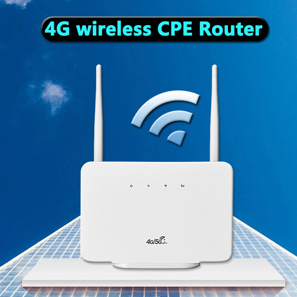 4G LTE CPE Router Modem 300Mbps Wireless Hotspot External Antenna with Sim Card Slot EU Plug for Home Travel Work