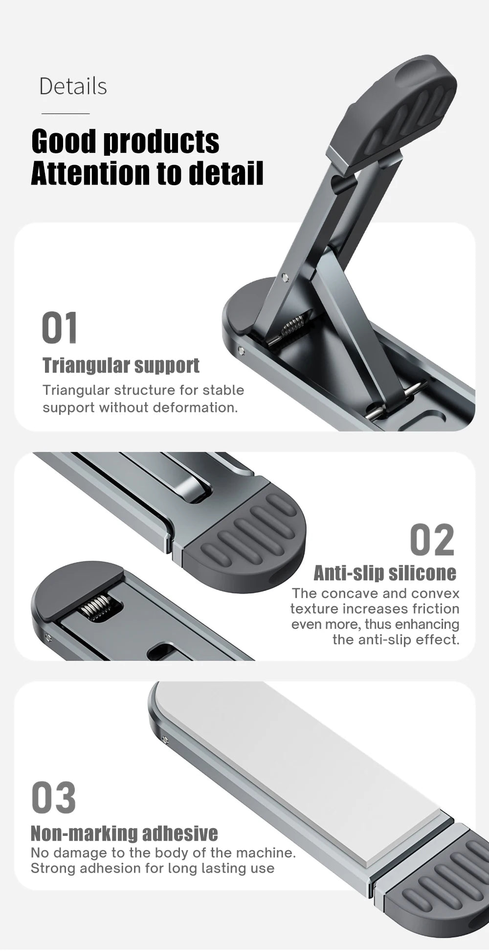 Oatsbasf Portable Laptop Holder Invisible Adhesive Non-slip Notebook Stand For Macbook Pro Air iPad Lenovo PC Cooling Tablet Leg