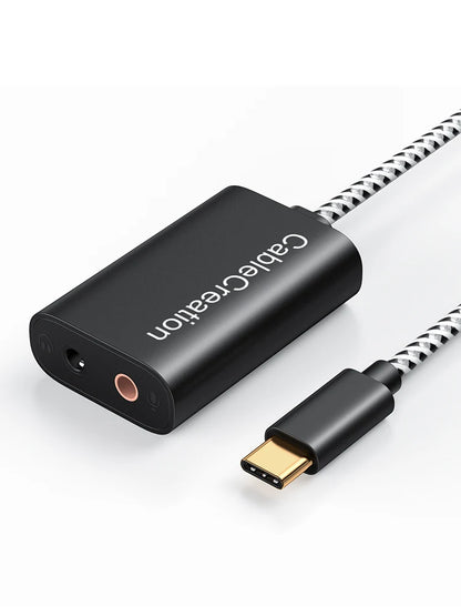 CableCreation Type C Sound Card External Stereo USB C to 3.5 mm Microphone Adapter Audio Jack For Macbook Pro iPad S20 S21Ultra