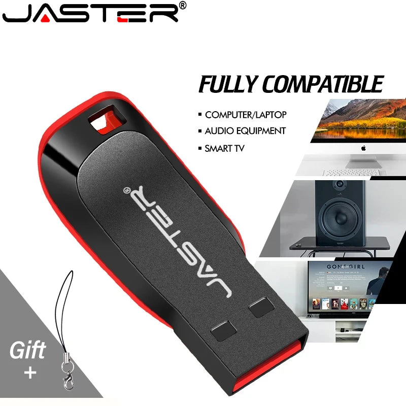 JASTER Plastic USB Flash Drive 128GB Key Chain Memory Stick 64GB Mini Pen Drive 32GB Black Creative Business Gift 16GB 8GB 4GB