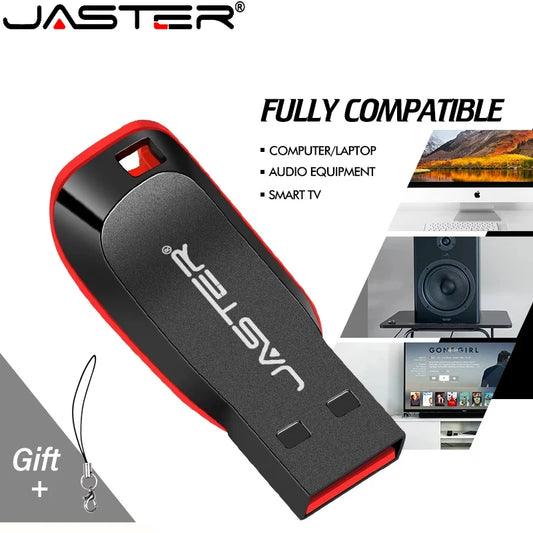 JASTER Plastic USB Flash Drive 128GB Key Chain Memory Stick 64GB Mini Pen Drive 32GB Black Creative Business Gift 16GB 8GB 4GB