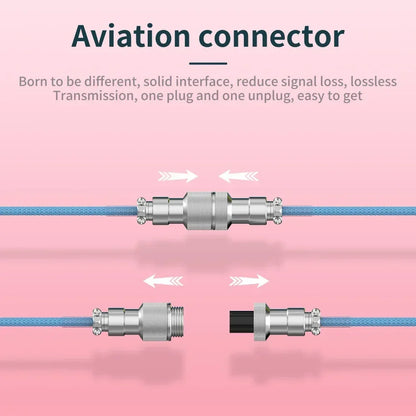 Keyboard Cable USB C For Mechanical Gaming Keyboard Double-Sleeved Wire with Detachable Metal Aviator Connector Charging Coiled