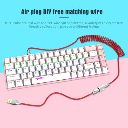 Keyboard Cable USB C For Mechanical Gaming Keyboard Double-Sleeved Wire with Detachable Metal Aviator Connector Charging Coiled