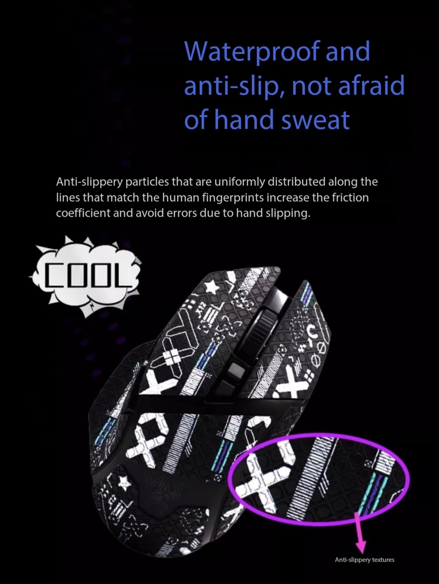 Mouse Grip Tape Skate Handmade Sticker Non Slip Lizard Skin Suck Sweat for Razer Basilisk X Hyperspeed Wireless Ultimate V2 V3