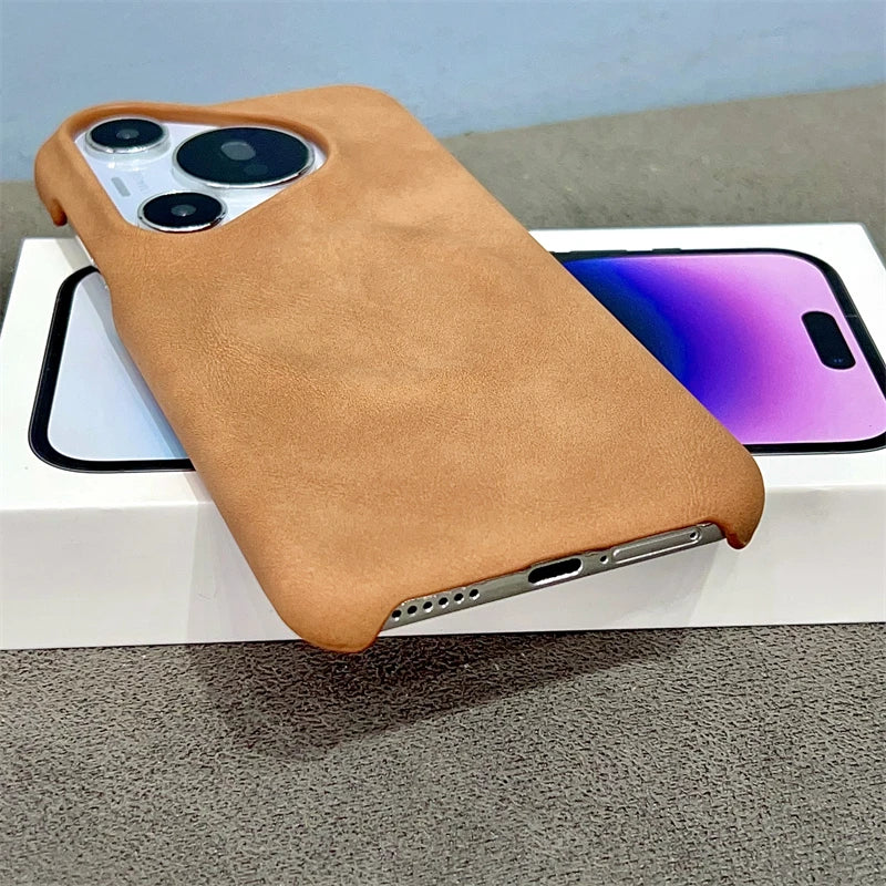 Luxury Matte Leather Frameless Phone Case For Huawei Pura 70 Ultra Pro Plus Mate 60 Magnetic For Magsafe Wireless Charge Cover